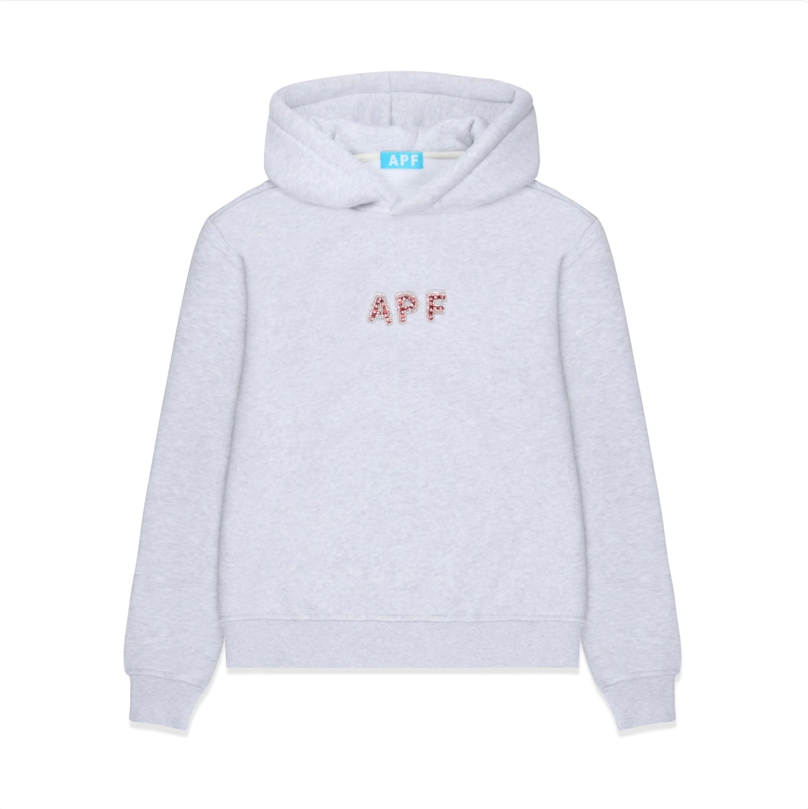 CLOUD GREY PINK EMBELLISHMENT HOODIE